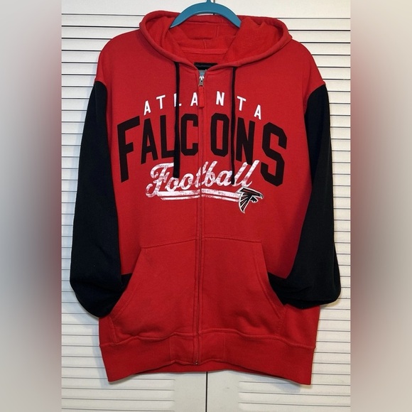 Atlanta Falcons Hoodie NFL Large Classic Hooded Full Zip Sweatshirt Red - Picture 7 of 8